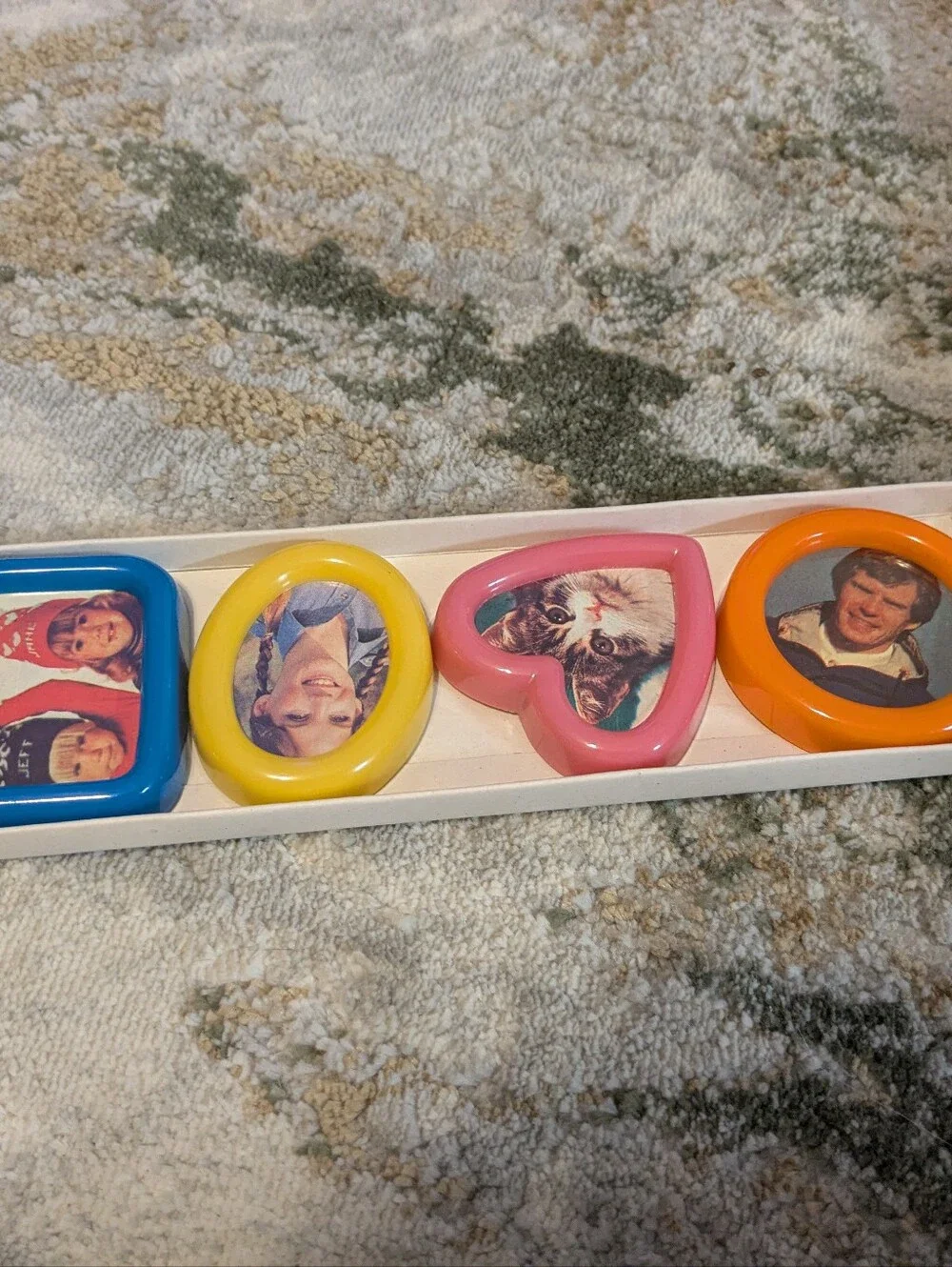 Vintage 80's Magnetic Photo Frames Set of 4 - Multicolor